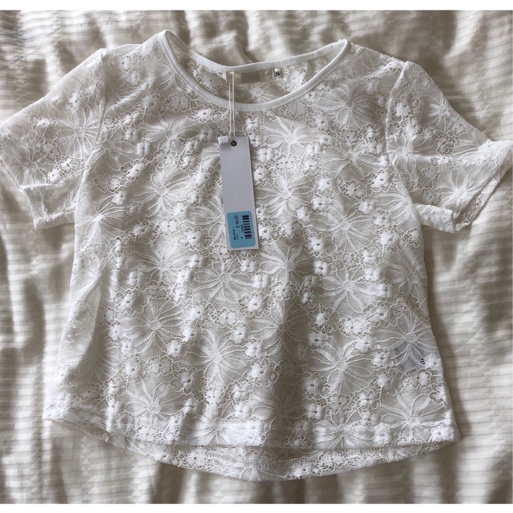 LF trendy lace short sleeve top